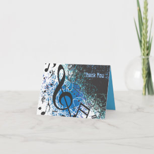 Tarjeta De Agradecimiento CRAZZY MUSICAL NOTES Bar Bat Mitzvah
