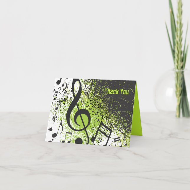 Tarjeta De Agradecimiento CRAZZY MUSICAL NOTES Bar Bat Mitzvah (Anverso)