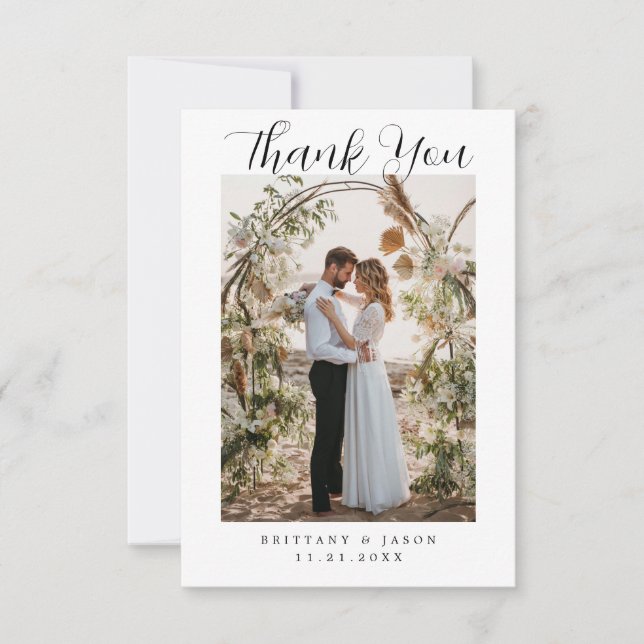 Tarjeta De Agradecimiento Crea tu propia foto de boda personalizada (Anverso)