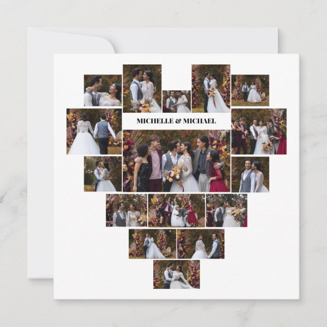 Tarjeta De Agradecimiento Crea Tu Propio Collage de Fotos en Forma de Corazó (Anverso)