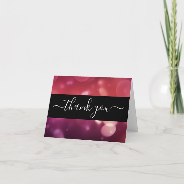 Tarjeta De Agradecimiento Crea tu propio Personalizado negro y rosa oscuro (Anverso)
