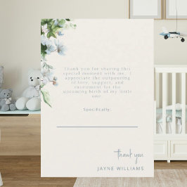 Tarjeta De Agradecimiento Cream Blue Text Message Ivy Baby Shower Gracias