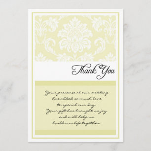 Tarjeta De Agradecimiento Cream Damask Wedding Gracias Cartas