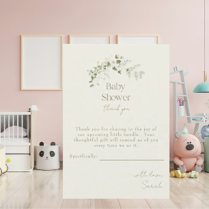 Tarjeta De Agradecimiento Cream Neutral Greenery Baby Shower
