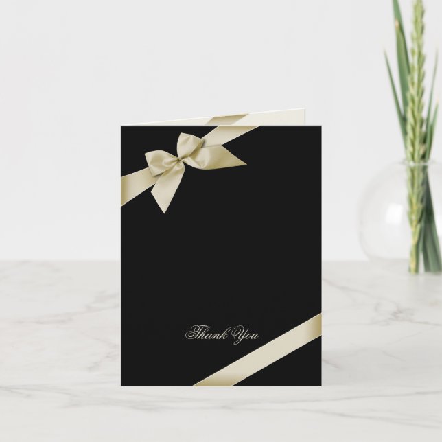 Tarjeta De Agradecimiento Cream Ribbon Gracias Blank (Anverso)