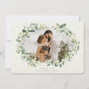 Tarjeta De Agradecimiento Cream Snowberry+Eucalyptus Boda Foto