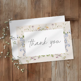 Tarjeta De Agradecimiento Cream Wildflower Garden Elegant Wedding