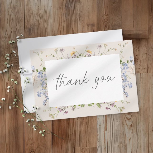 Tarjeta De Agradecimiento Cream Wildflower Garden Elegant Wedding (Subido por el creador)