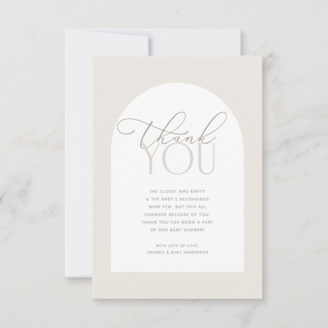 Tarjeta De Agradecimiento Creamy Neutral Baby Baby Shower (Anverso)