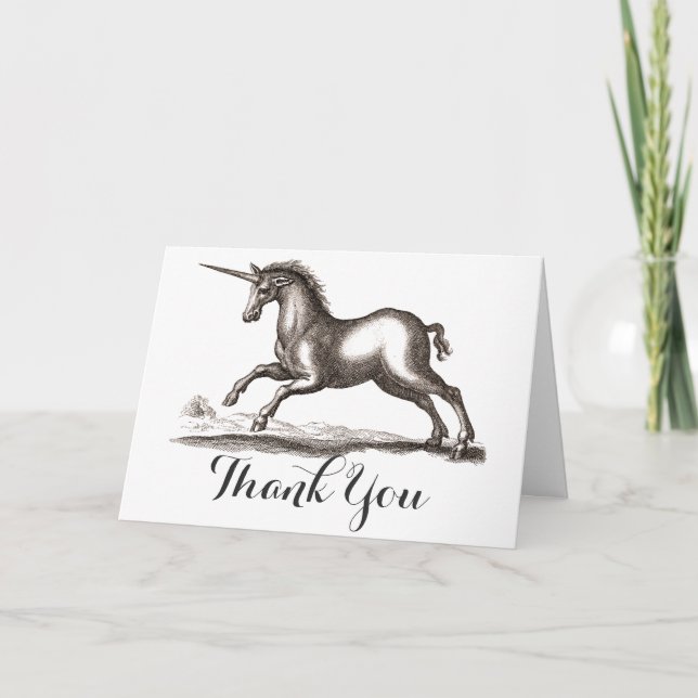 Tarjeta De Agradecimiento Creatividad de Unicorn Classic Running Magic Woodl (Anverso)