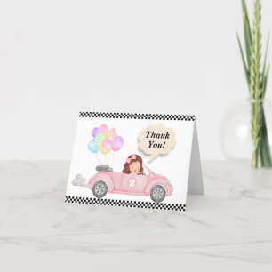 Tarjeta De Agradecimiento Crecer dos Chicas de autos de carreras rápido rosa