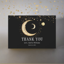 Creciente Luna Celestial Dorada Elegante Gracias