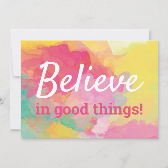 Tarjeta De Agradecimiento Creer en buenas cosas Cita positiva acuarela (Anverso)