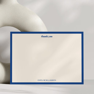Tarjeta De Agradecimiento Crema Azul Cobalto Minimalista Clásico Personaliza