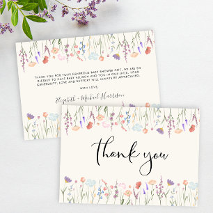 Tarjeta De Agradecimiento Crema de acuarela de flores silvestres Baby Shower