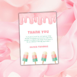Tarjeta De Agradecimiento Crema De Hielo De Melt Rosa Listo Para Sacar Baby