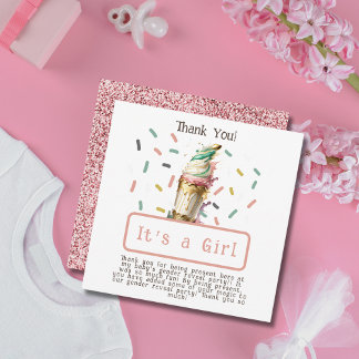 Tarjeta De Agradecimiento Crema de hielo género revela Fiesta es Chica