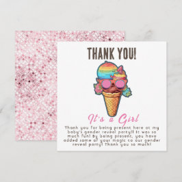 Tarjeta De Agradecimiento Crema de hielo género revela Fiesta es Chica