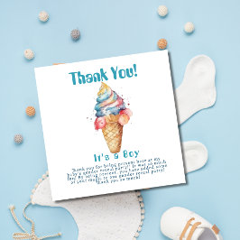 Tarjeta De Agradecimiento Crema de hielo género revela Fiesta es un niño