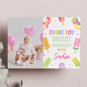 Tarjeta De Agradecimiento Crema De Hielo Popsicle Gracias Fiesta De Verano D