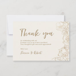 Tarjeta De Agradecimiento Crema Marfil Oro Botánico
