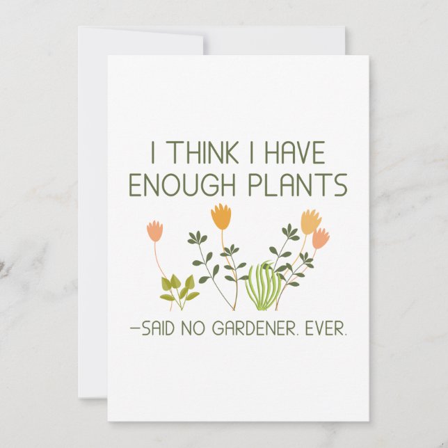 Tarjeta De Agradecimiento Creo Que Tengo Suficientes Plantas (Anverso)