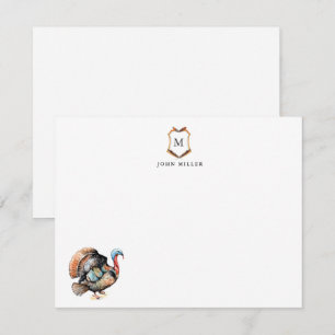 Tarjeta De Agradecimiento Crest con pavo con monograma 