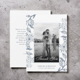 Tarjeta De Agradecimiento Crest Elegante Monograma Foto Toile Boda Francesa