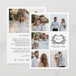 Tarjeta De Agradecimiento Crest monograma de Caligrafía Minimalista Moderna 