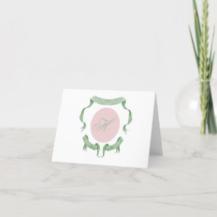 Tarjeta De Agradecimiento Crest Monograma de Cinta de Acuarela