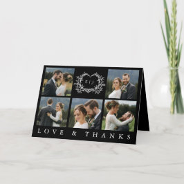 Tarjeta De Agradecimiento Cresta de caligrafía minimalista moderna Monograma