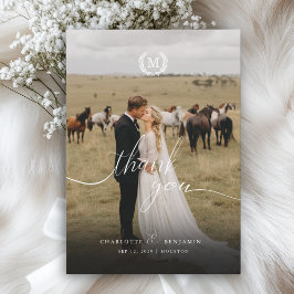 Tarjeta De Agradecimiento Cresta Elegante Monograma 2 Foto