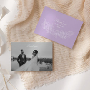 Tarjeta De Agradecimiento Cresta morada romántica foto boda