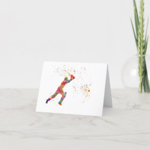Tarjeta De Agradecimiento Cricket player in watercolor