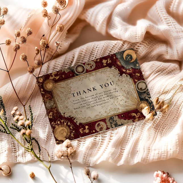 Tarjeta De Agradecimiento Crimson Celestial Baroque Wedding (Subido por el creador)