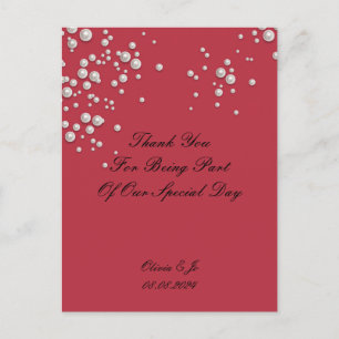 TARJETA DE AGRADECIMIENTO CRIMSON ROJO PERLA PARA 