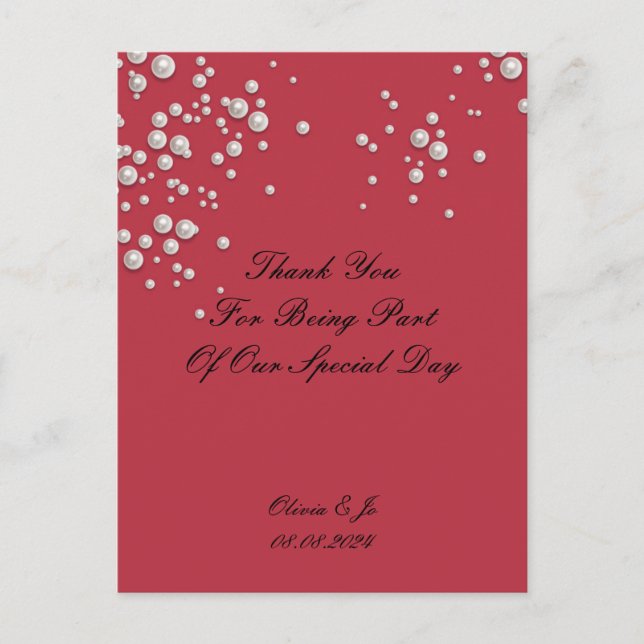 TARJETA DE AGRADECIMIENTO CRIMSON ROJO PERLA PARA  (Anverso)