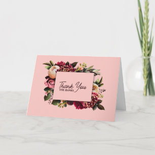 Tarjeta De Agradecimiento Crisantemo romántico sobre rosa gasa