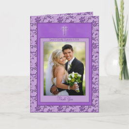 Tarjeta de agradecimiento cristiana morada con fot