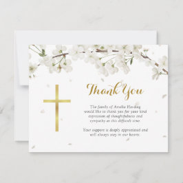 Tarjeta De Agradecimiento Cristiano funerario blanco