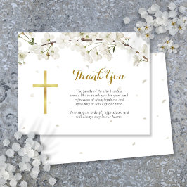 Tarjeta De Agradecimiento Cristiano funerario blanco