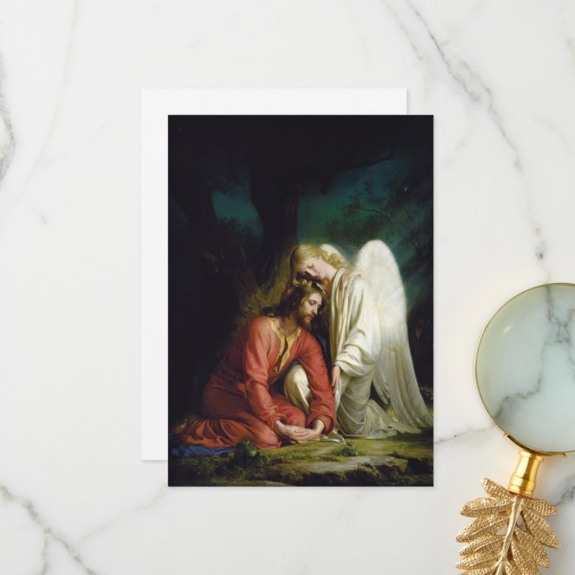 Tarjeta De Agradecimiento Cristo en Gethsemane por Carl Bloch (Anverso/Reverso In Situ)