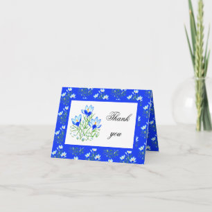 Tarjeta De Agradecimiento Crocus azules con marco blanco