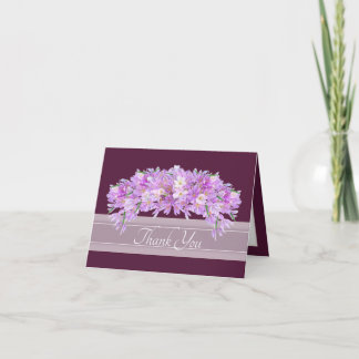 Tarjeta De Agradecimiento Crocus Botánico Floral Chic Gracias Rosa Púrpura