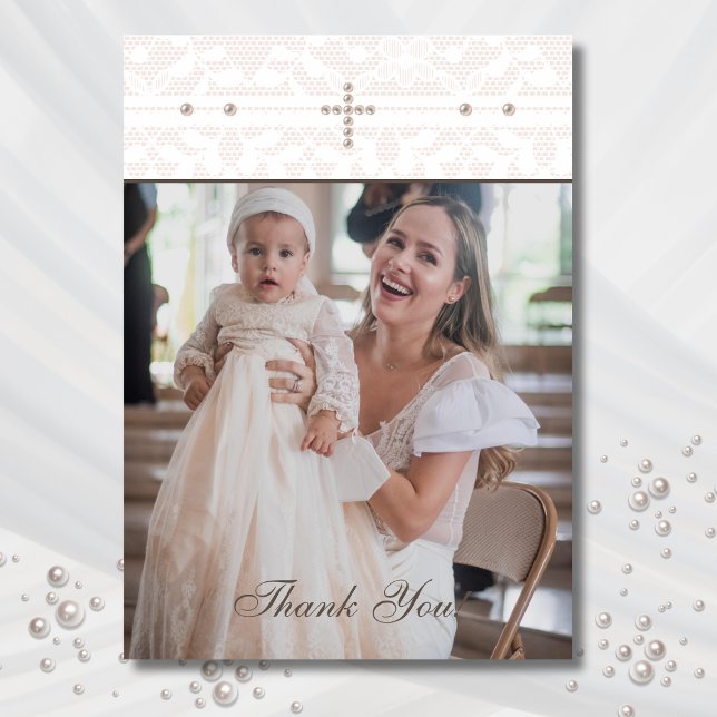 Tarjeta De Agradecimiento Cross Christian Baptism Photo Thank You Card (Subido por el creador)