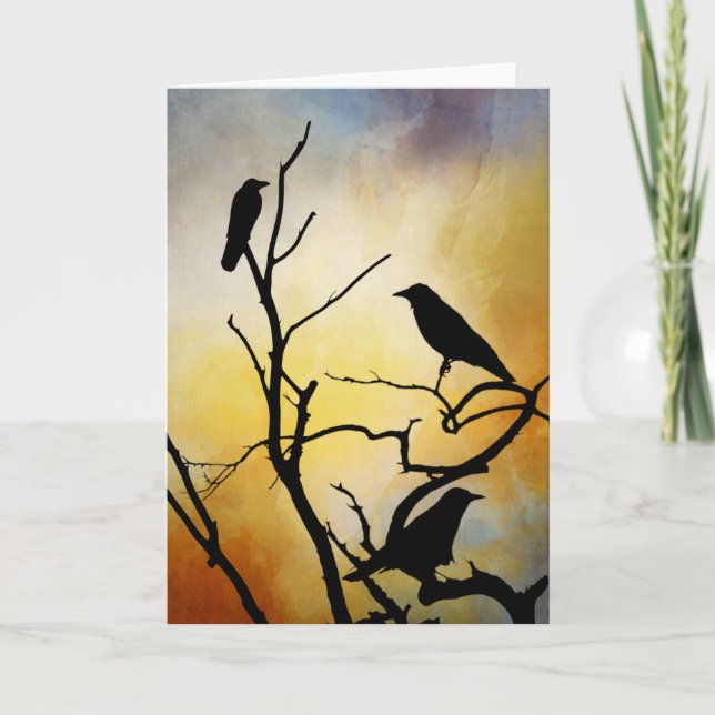 Tarjeta De Agradecimiento Crow Birds on Tree bird 95 (Anverso)