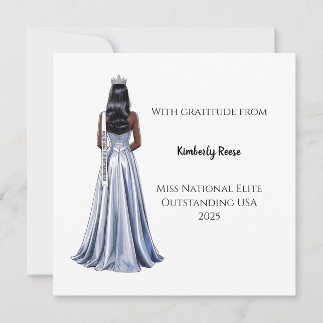 Tarjeta De Agradecimiento Crowned Beauty Queen Flat Thank You Card (Anverso)
