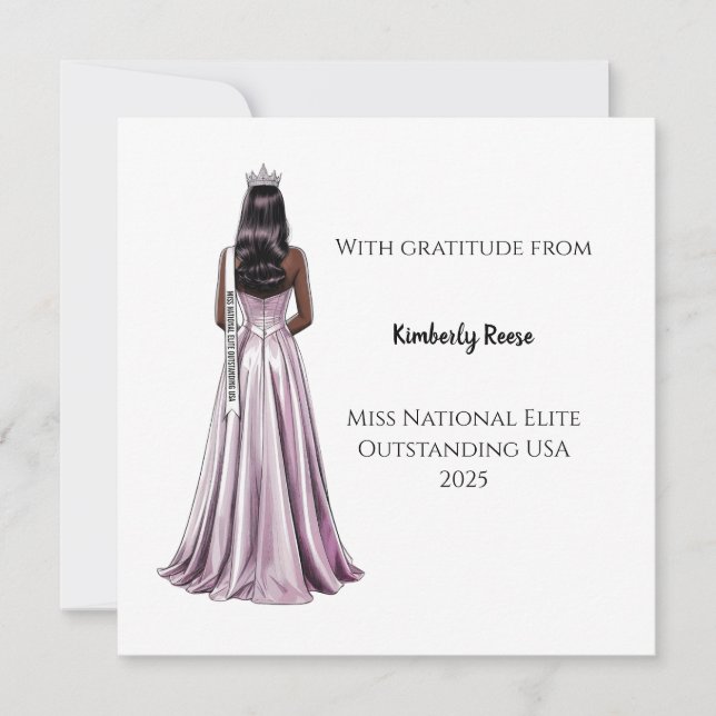 Tarjeta De Agradecimiento Crowned Beauty Queen Flat Thank You Card (Anverso)