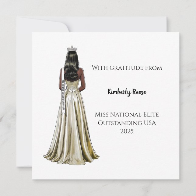 Tarjeta De Agradecimiento Crowned Beauty Queen Flat Thank You Card (Anverso)