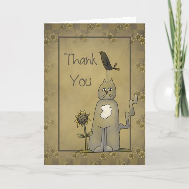 Tarjeta De Agradecimiento Crows Knowledge ・ Crow & Cat Gracias Card (Anverso)